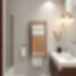 Stylish towel rack in modern bathroom