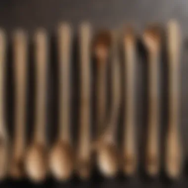 Crafted Wooden Utensils A close-up view of handcrafted wooden utensils, emphasizing craftsmanship and durability.