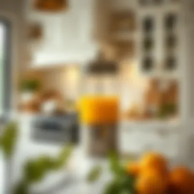 Elegant large juice dispenser integrated into a stylish kitchen decor