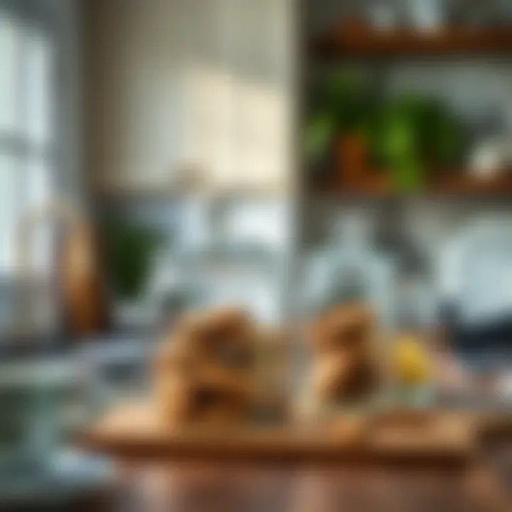 Charming kitchen setting featuring a clear cookie jar