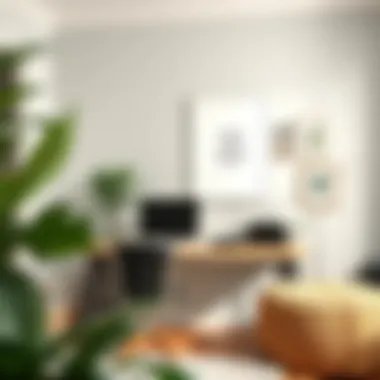 A serene workspace decorated with a 12 x 24 white frame displaying motivational quotes