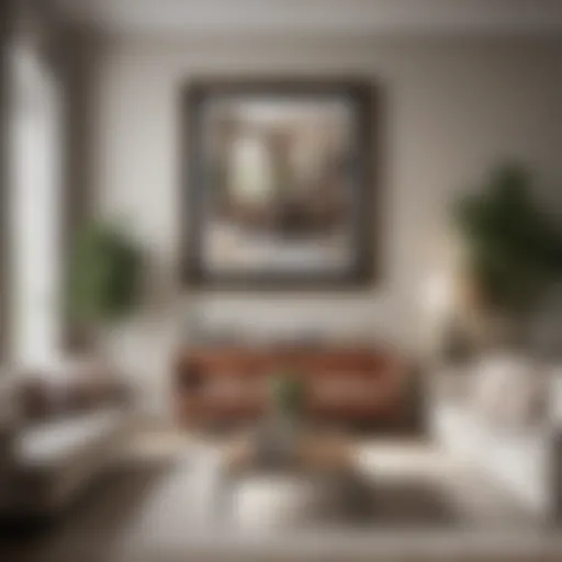 Elegant display of a 30 x 24 inch picture frame in a modern living room