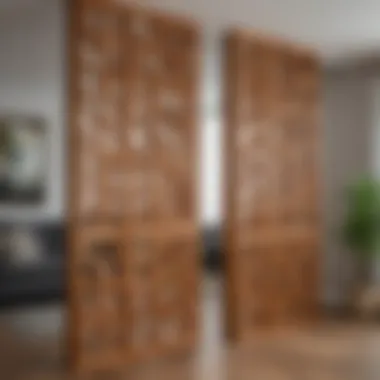 Natural Charm: Wooden Room Divider Stylish wooden room divider enhancing interior decor