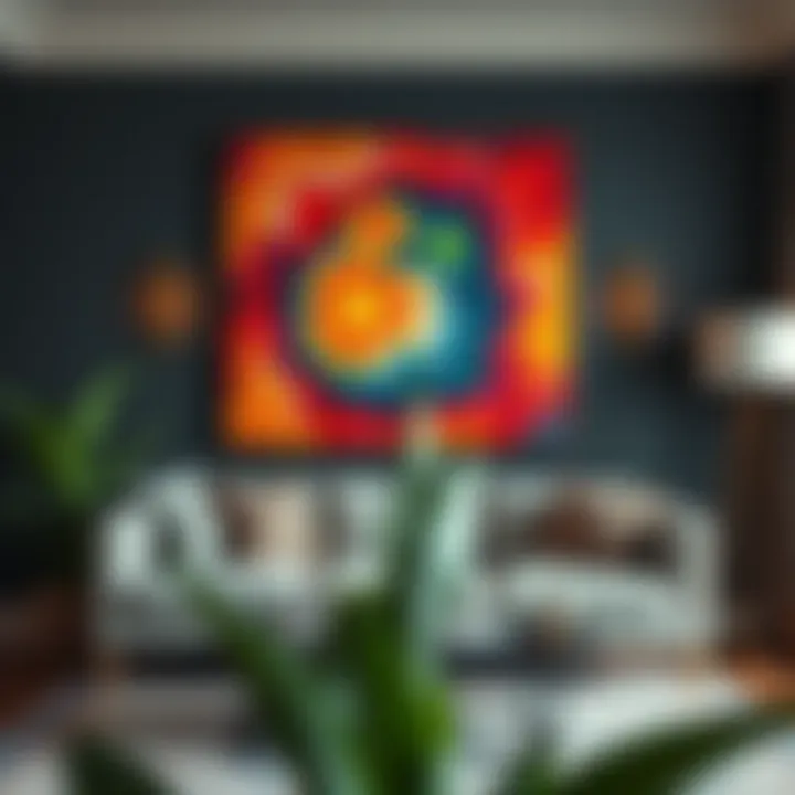 Artistic wall art showcasing vibrant colors and textures