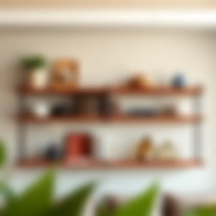Stylish floating shelves adorned with decorative items
