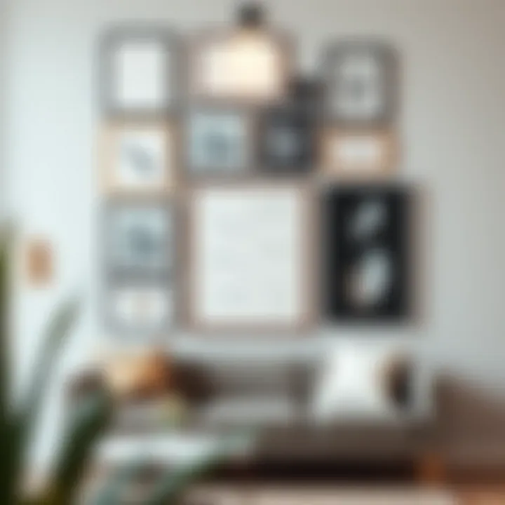 Creative Wall Arrangement with Poster Frames Stylish arrangement of multiple frames on a wall
