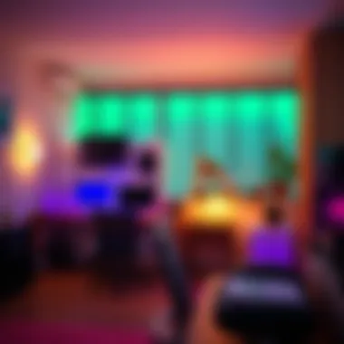 Enhancing Productivity Through Lighting An office space enhanced by adjustable color lighting to boost productivity