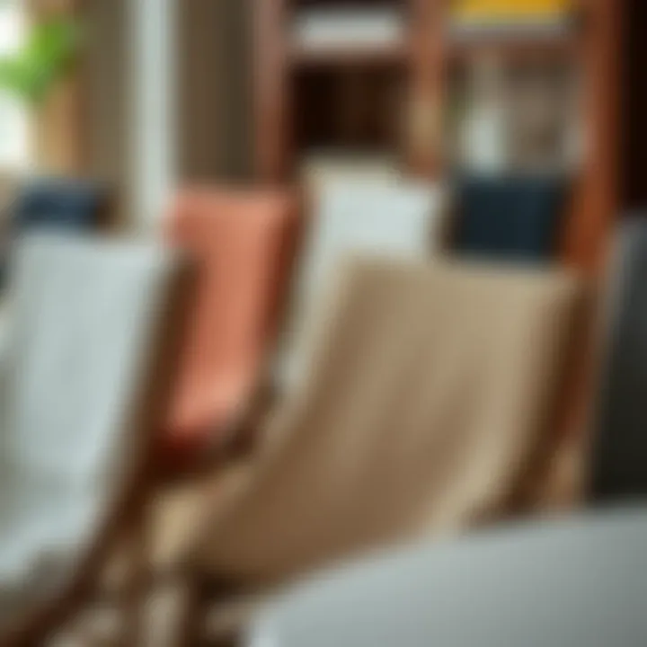 Assorted materials used for wooden dining chair covers