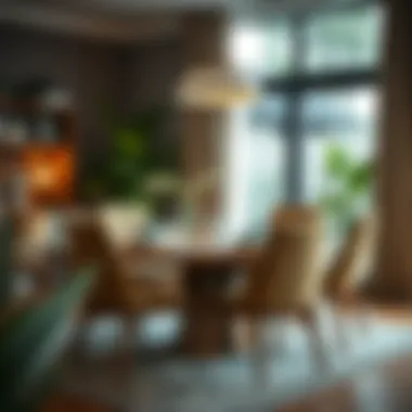 Stylish dining setup with wooden chair covers enhancing the decor