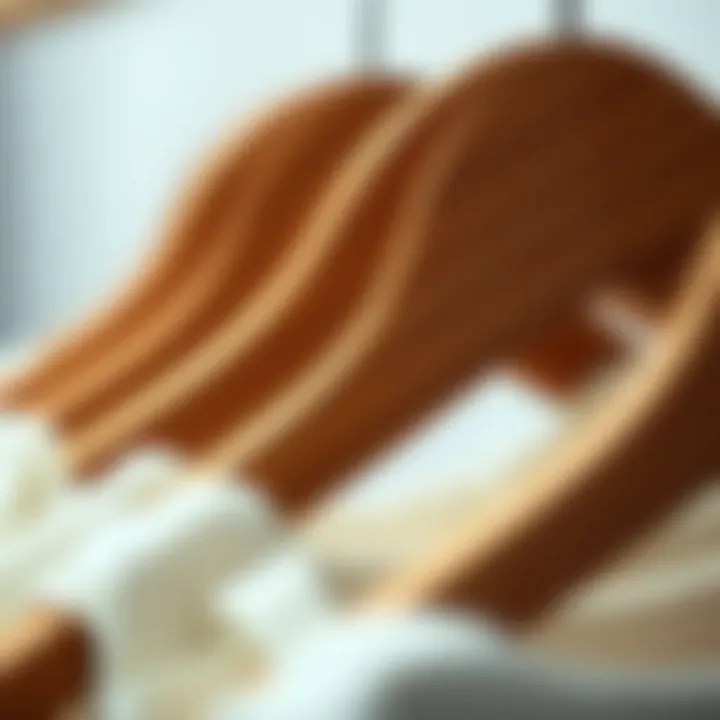 Close-up of the grain of fine wood used in hangers