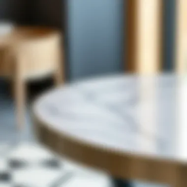 Detailed View of Bistro Table Materials Close-up of the sleek design and materials of a tall bistro table