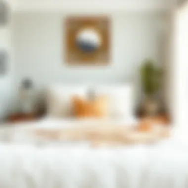Stylish Bedroom with Geometric Bedding Bedroom interior featuring geometric bedding and stylish decor