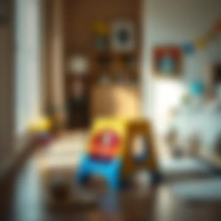 Colorful plastic step stool in a children's room