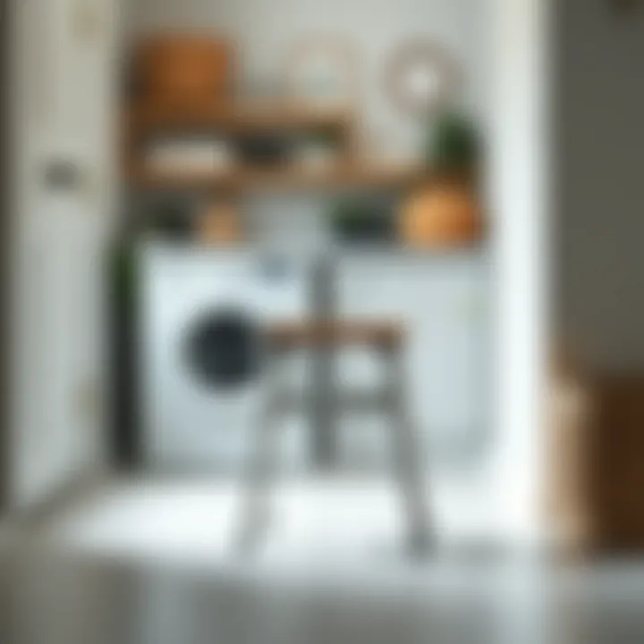 Compact folding step stool in a utility space