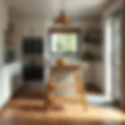 Elegant wooden step stool in a modern kitchen