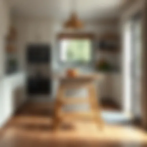Elegant wooden step stool in a modern kitchen