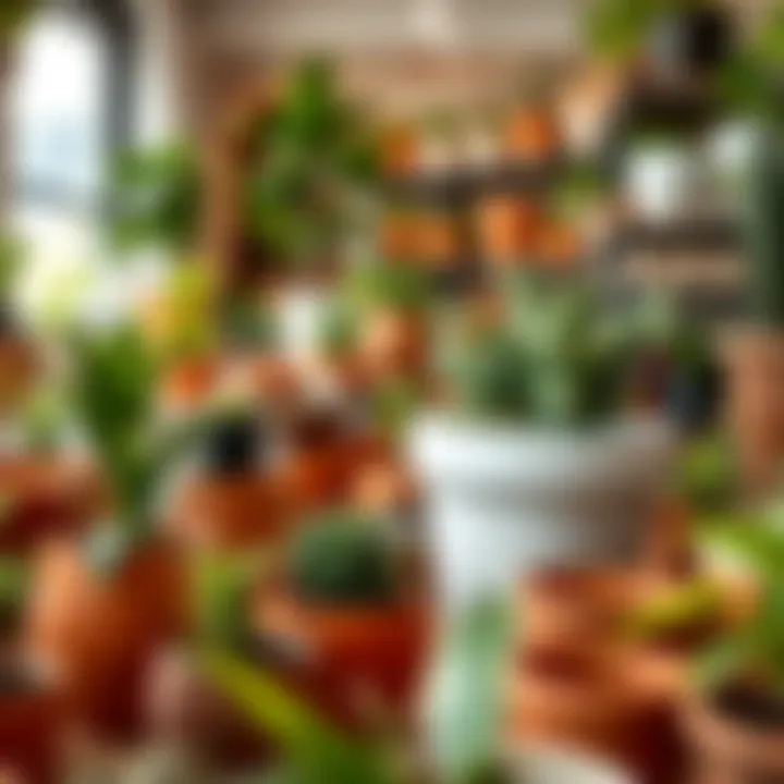 A vibrant display of plant pots in a specialty shop