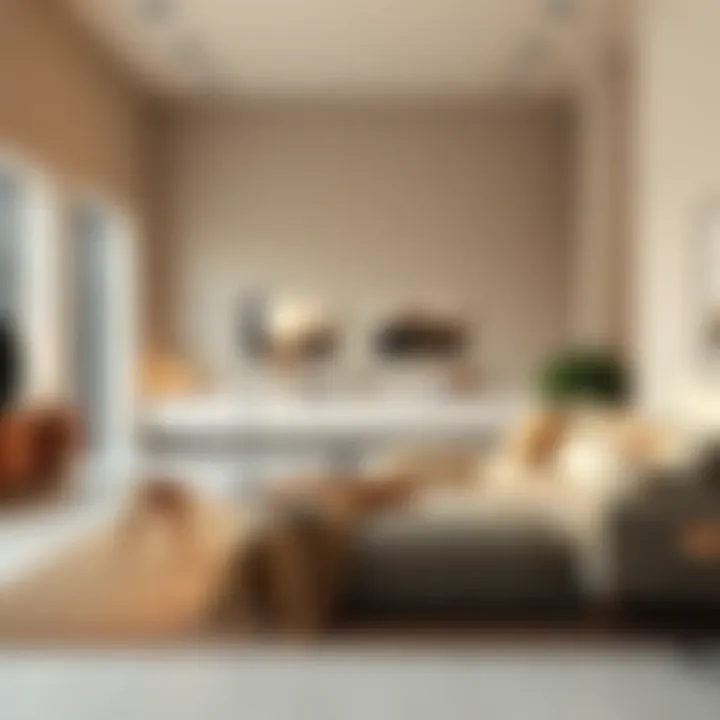 Chic large floor light adding warmth to an open space