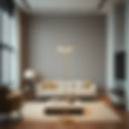 Elegant large floor lamp illuminating a modern living room