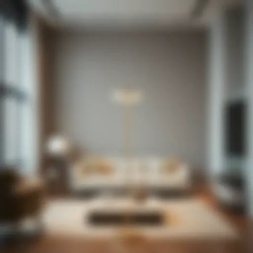 Elegant large floor lamp illuminating a modern living room