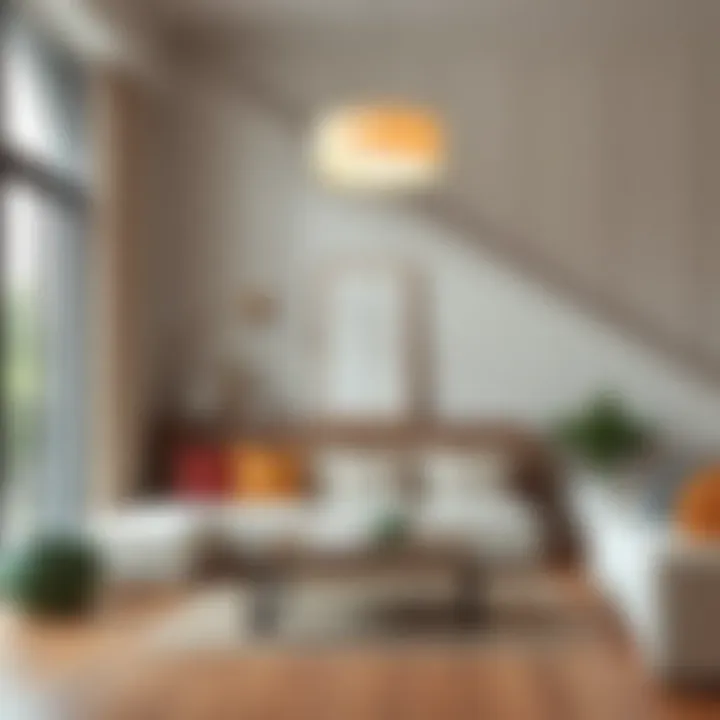 Stylish large floor light enhancing a minimalist interior