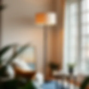 Versatile large floor lamp complementing a cozy reading nook