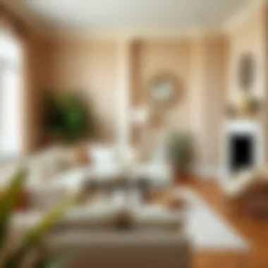 Warm and Inviting Living Space with White Couch Cozy living room featuring a white couch and warm color palette