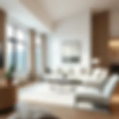 Minimalist Elegance in Living Room with White Couch Sophisticated living room with a white couch and minimalist design