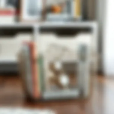 Chic metallic basket used for organizing magazines