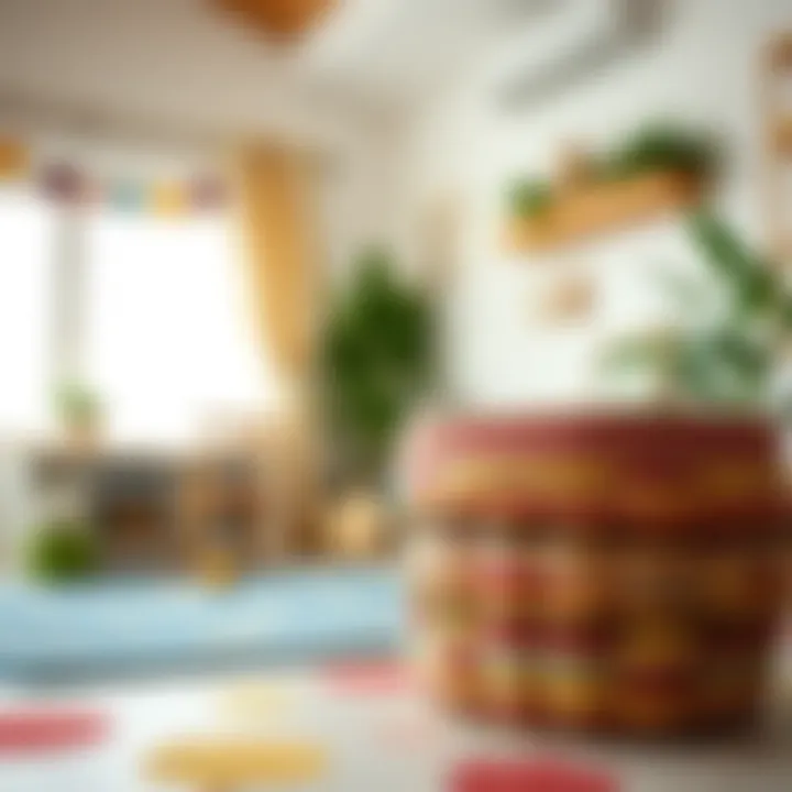 Colorful fabric basket enhancing a child's play area