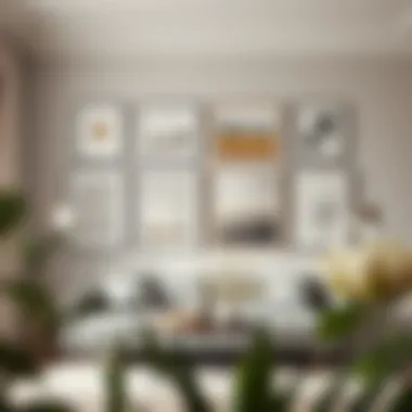 Minimalist Gallery Wall A serene gallery wall featuring minimalist art pieces and calming colors