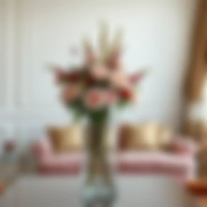 Elegant large clear glass vase showcasing floral arrangement