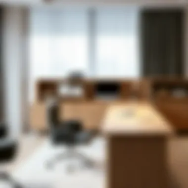 Modern Elegance: Light Wood L-Shaped Desk Elegant light wood L-shaped desk in a modern office setting