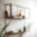 Elegant metal frame floating shelf showcasing books and decor