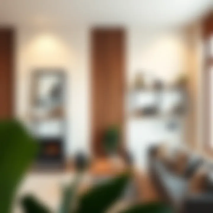 Stylish installation of metal frame floating shelves in a modern living room