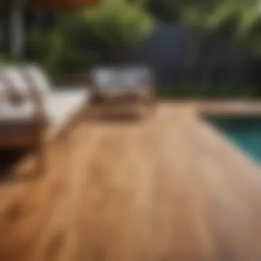 Modern Outdoor Space with Teak Flooring Teak wood flooring in a modern outdoor setting