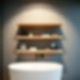 Minimalist floating shelves in a modern bathroom