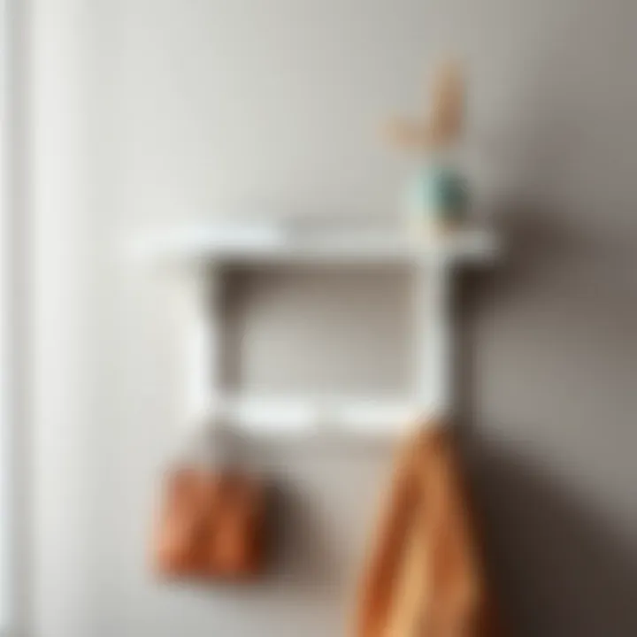 Minimalist wall shelf design with integrated hooks