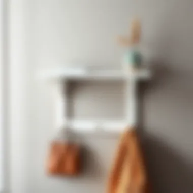 Minimalist Wall Shelf Design with Hooks Minimalist wall shelf design with integrated hooks