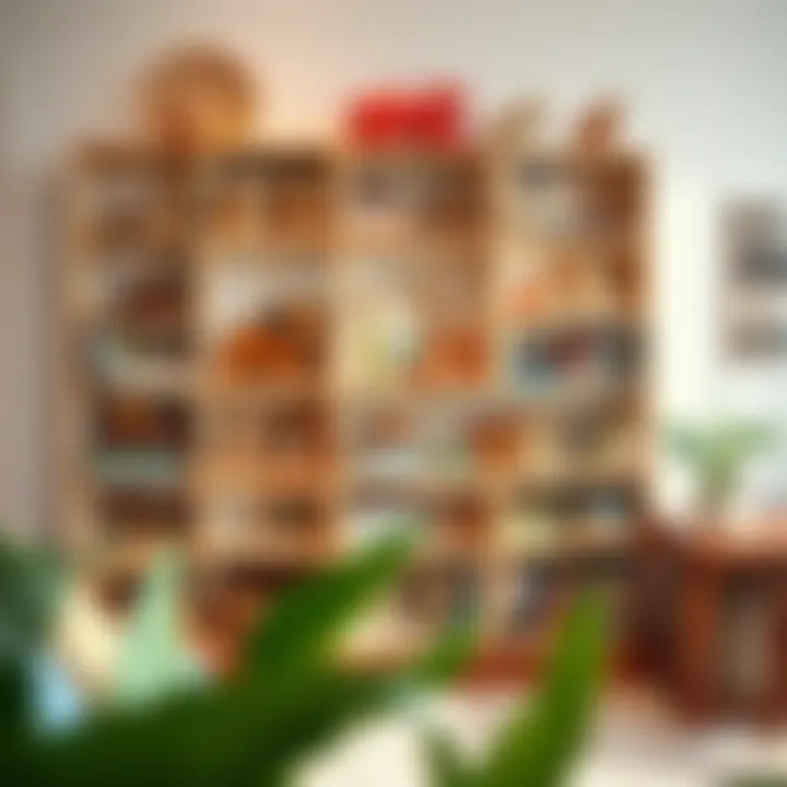 Creative shelving displaying toys and books