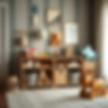 Sustainable wooden toy storage unit in a playroom