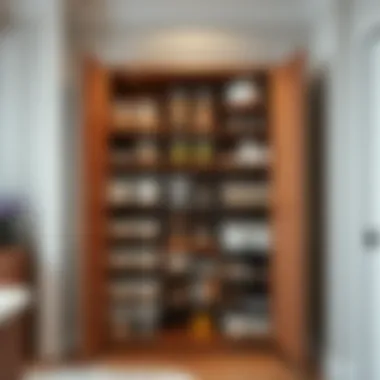 Organizational setup within a standing pantry cabinet