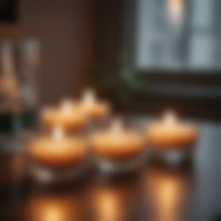 Aromatic tealight candles arranged on a table, enhancing the atmosphere for a relaxing evening