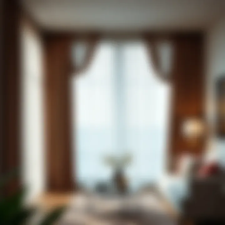 Layered Curtains in Stylish Interior Elegant room with layered curtains showcasing style and sophistication