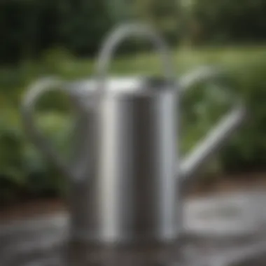 Elegant Stainless Steel Watering Can Elegant stainless steel watering can with a sleek design