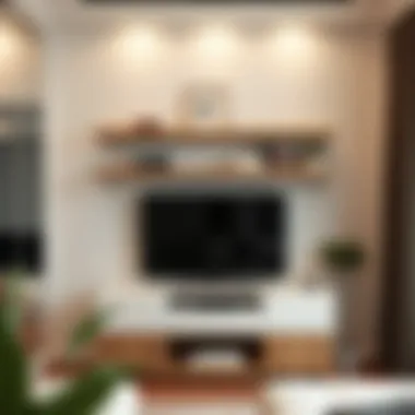 Elegant shelf design above a modern television unit