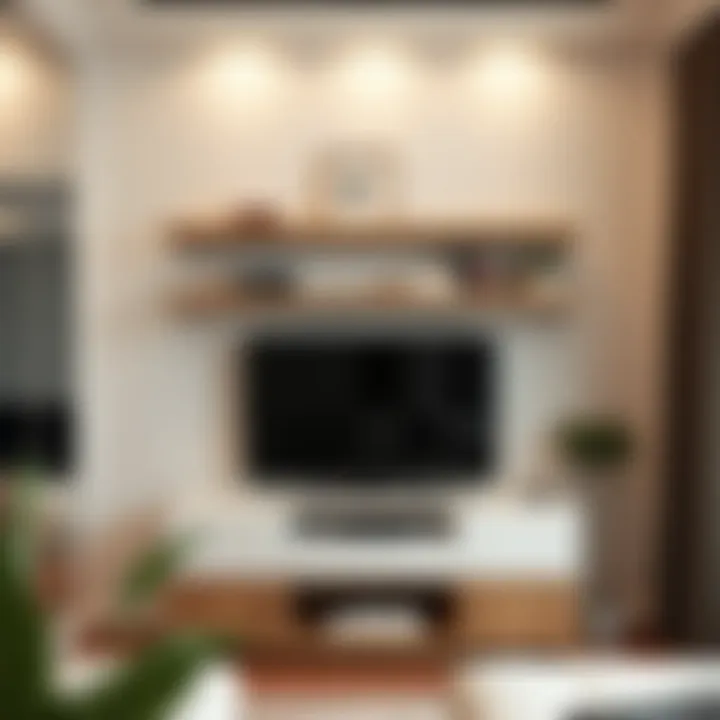 Elegant shelf design above a modern television unit