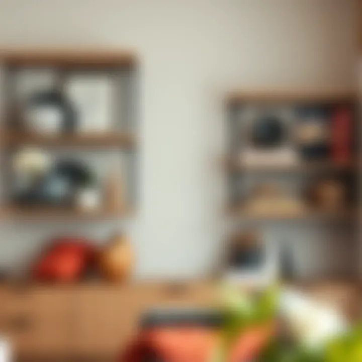 Stylish arrangement of decorative items on shelves