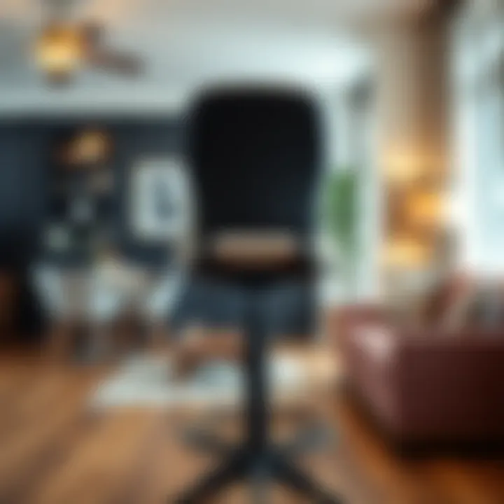 Ergonomic swivel bar stool with back support in a cozy interior