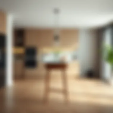 Elegant tall narrow stool in a modern kitchen setting